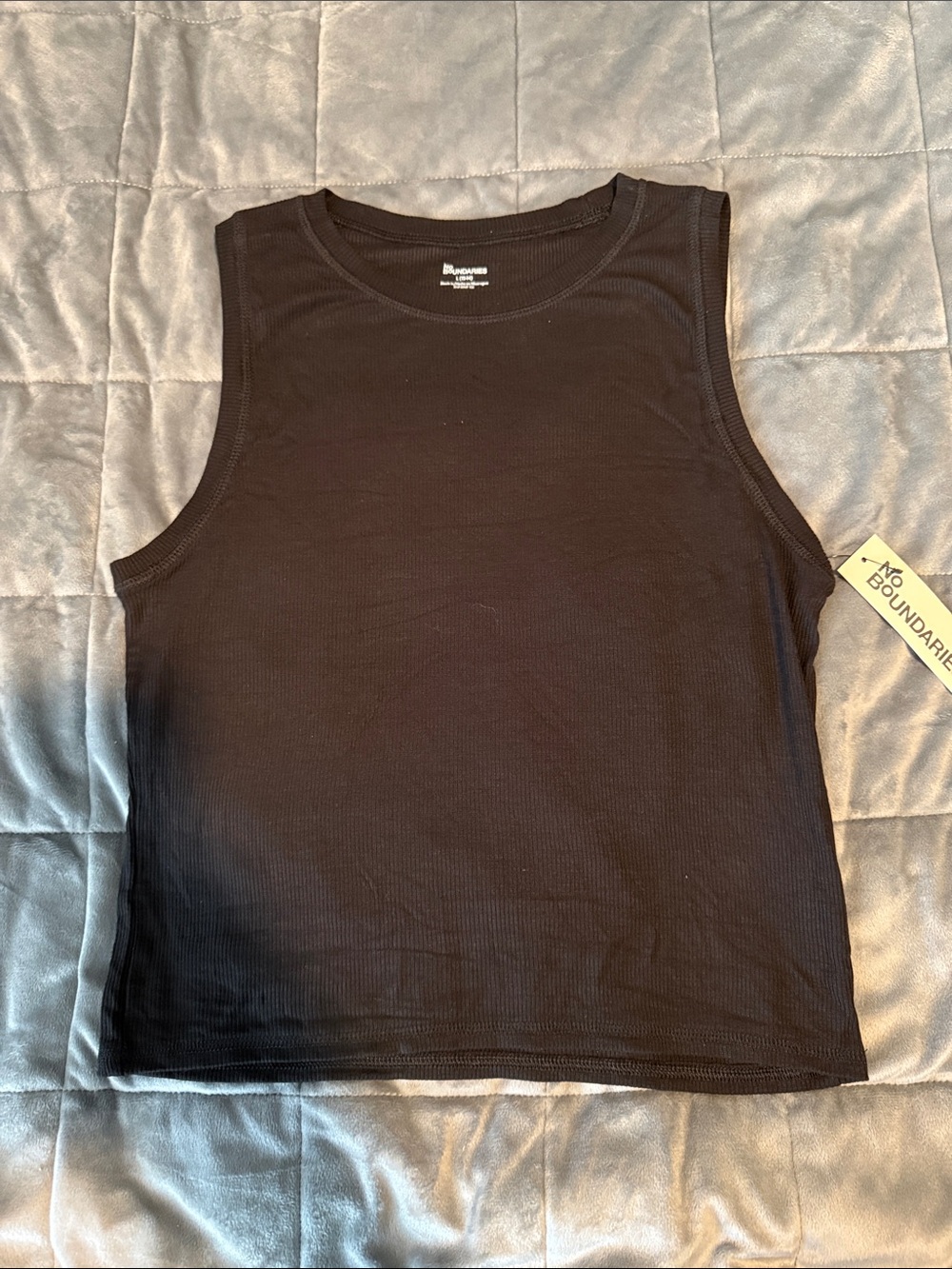 No Boundaries Black Ribbed Crew Neck Tank